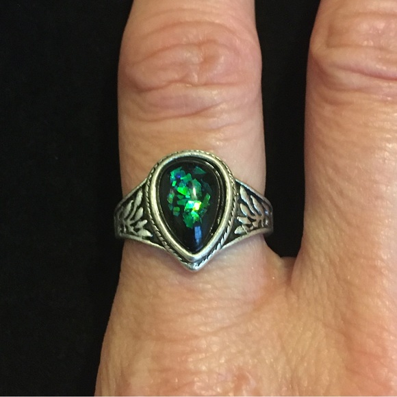 Mystical Green and Blue Sparkle Ring - Picture 2 of 5